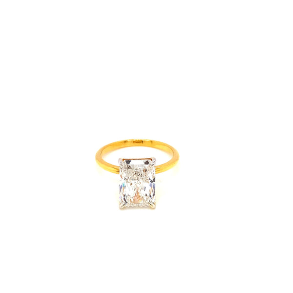 18K YG LAb Grown Radiant Shape Diamond Ring-1pc