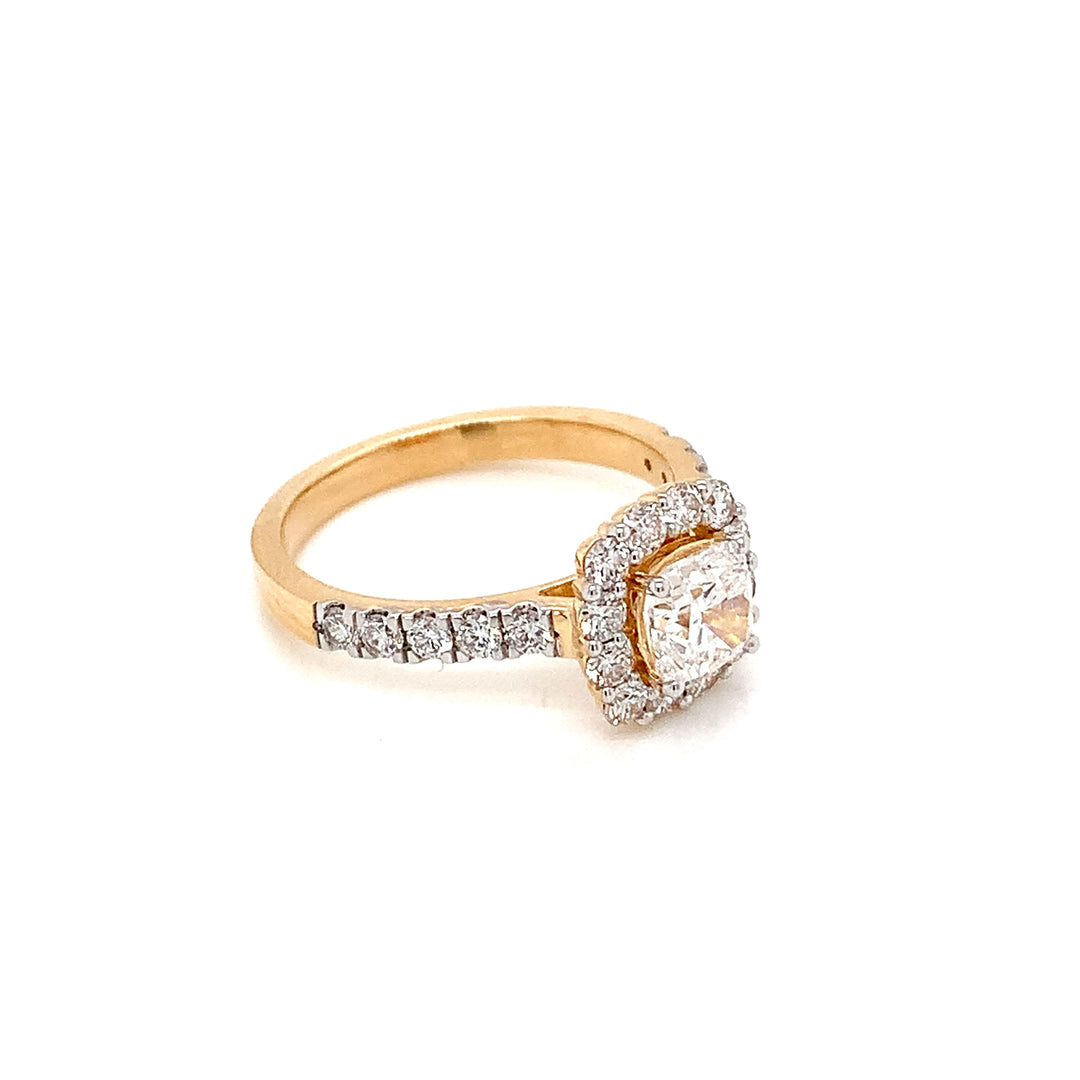 18K YG LAB Grown Diamond Cluster Ring-1pc