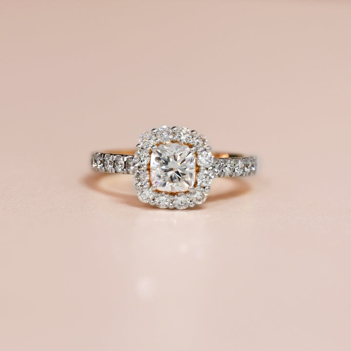18K YG LAB Grown Diamond Cluster Ring-1pc