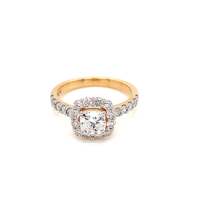 18K YG LAB Grown Diamond Cluster Ring-1pc