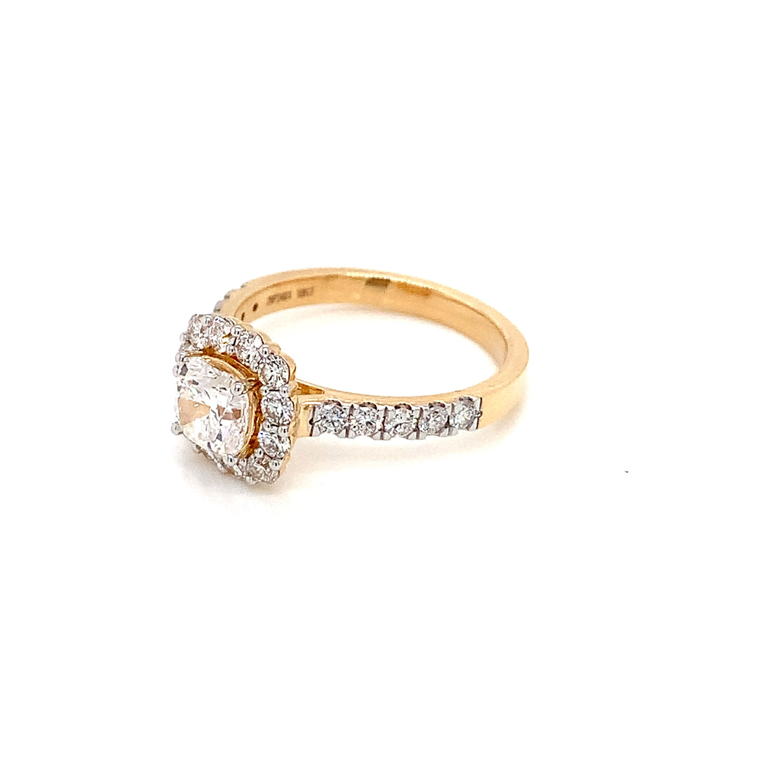 18K YG LAB Grown Diamond Cluster Ring-1pc
