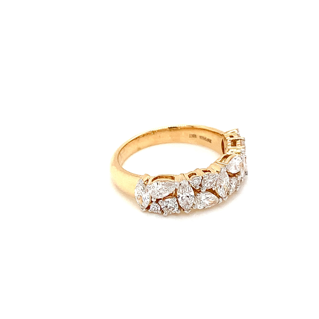 18K YG LAB Grown Diamond Cluster Ring-1pc