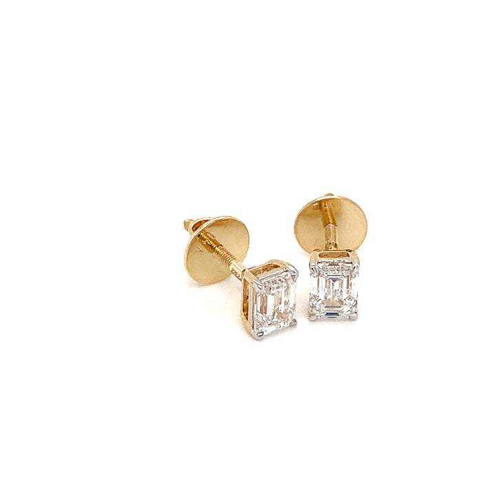 14K YG LAB Grown Diamond Stud Earring-1pair