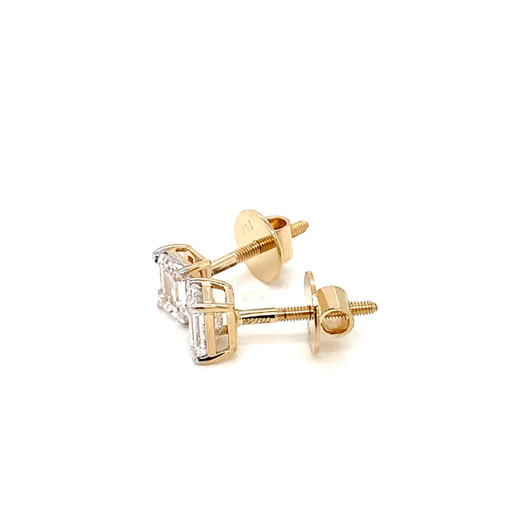 14K YG LAB Grown Diamond Stud Earring-1pair