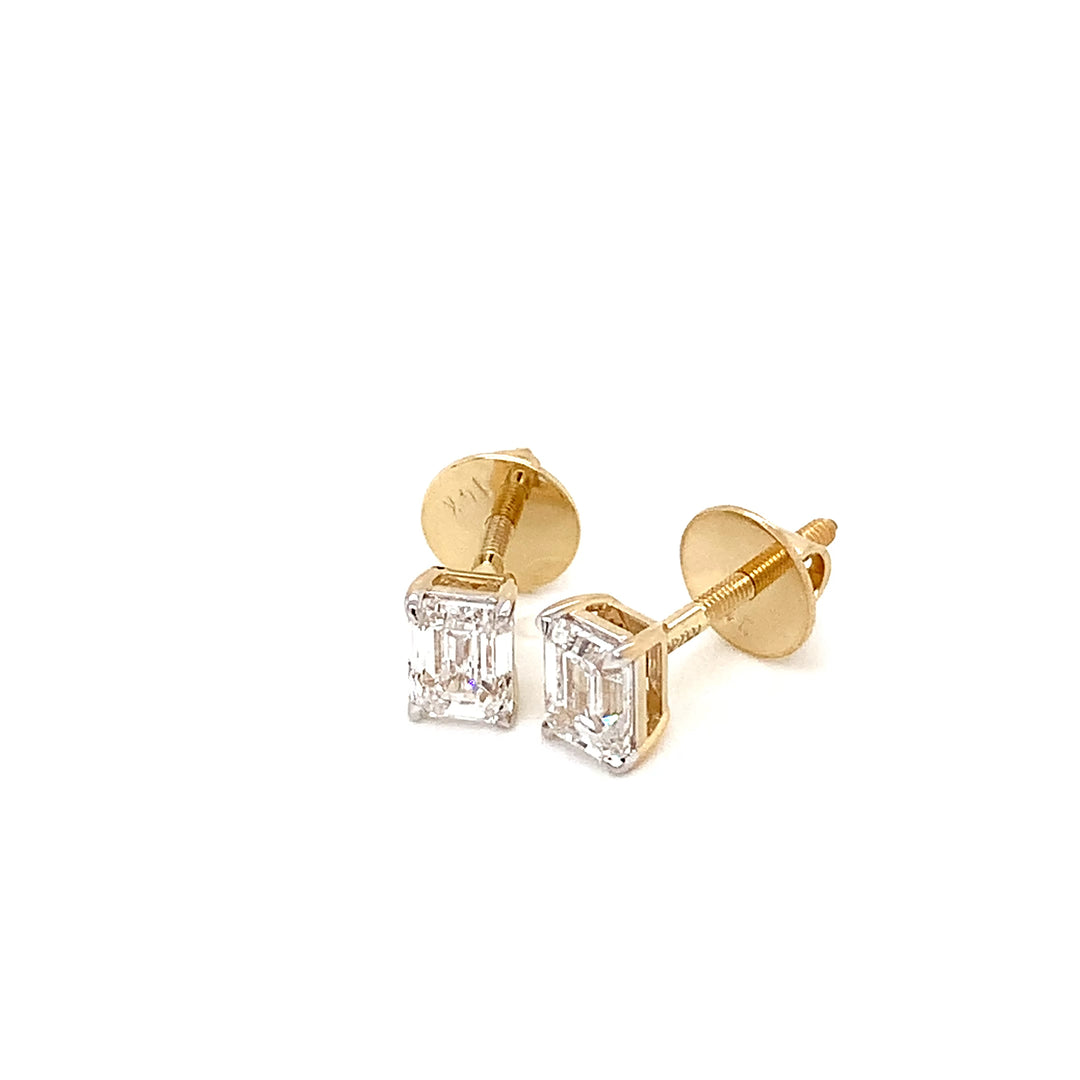 14K YG LAB Grown Diamond Stud Earring-1pair