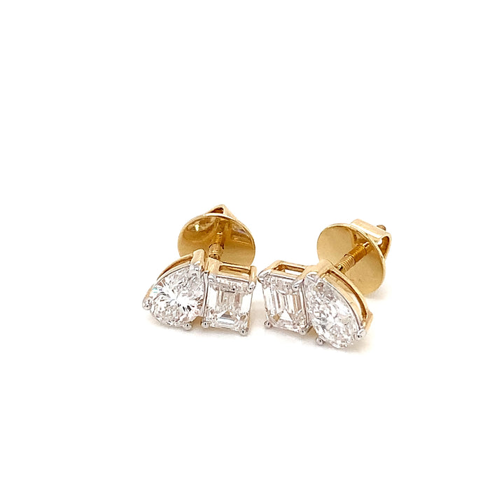 14K YG LAB Grown Diamond Stud Earring-1pair