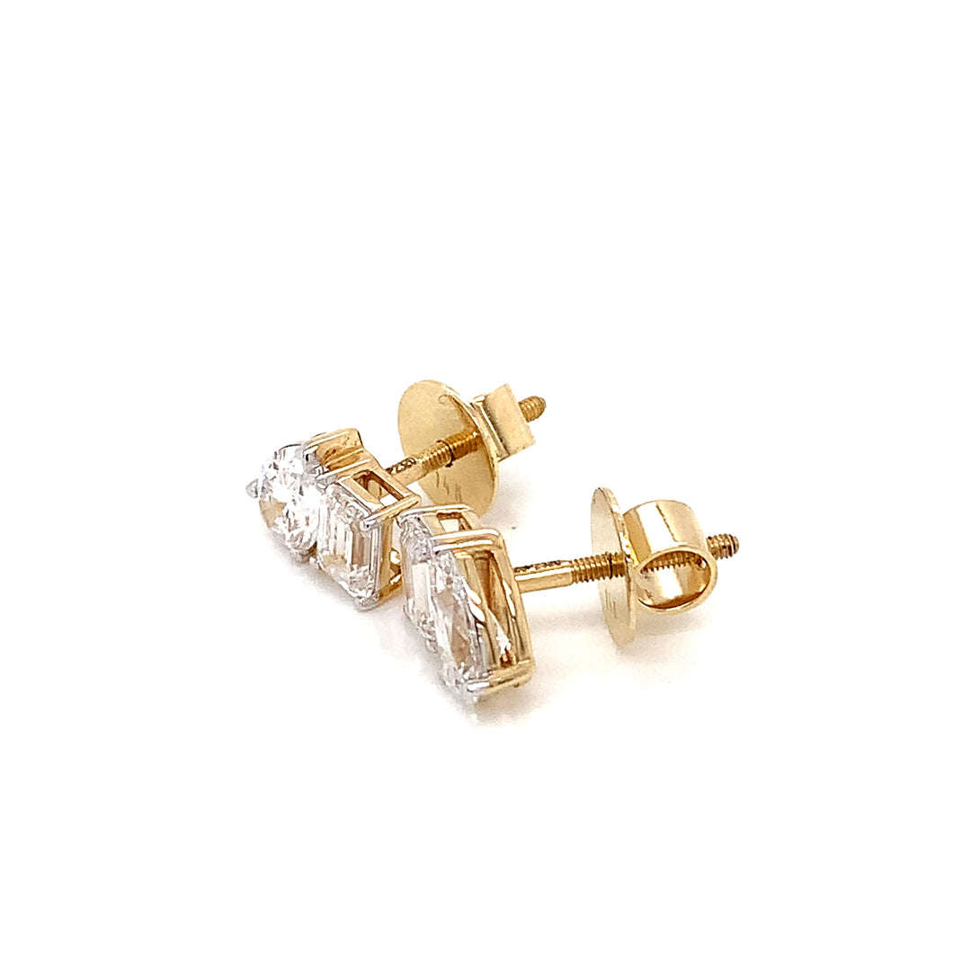 14K YG LAB Grown Diamond Stud Earring-1pair