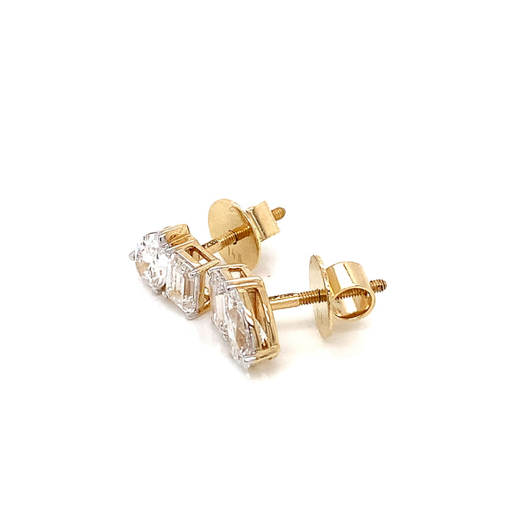 14K YG LAB Grown Diamond Stud Earring-1pair