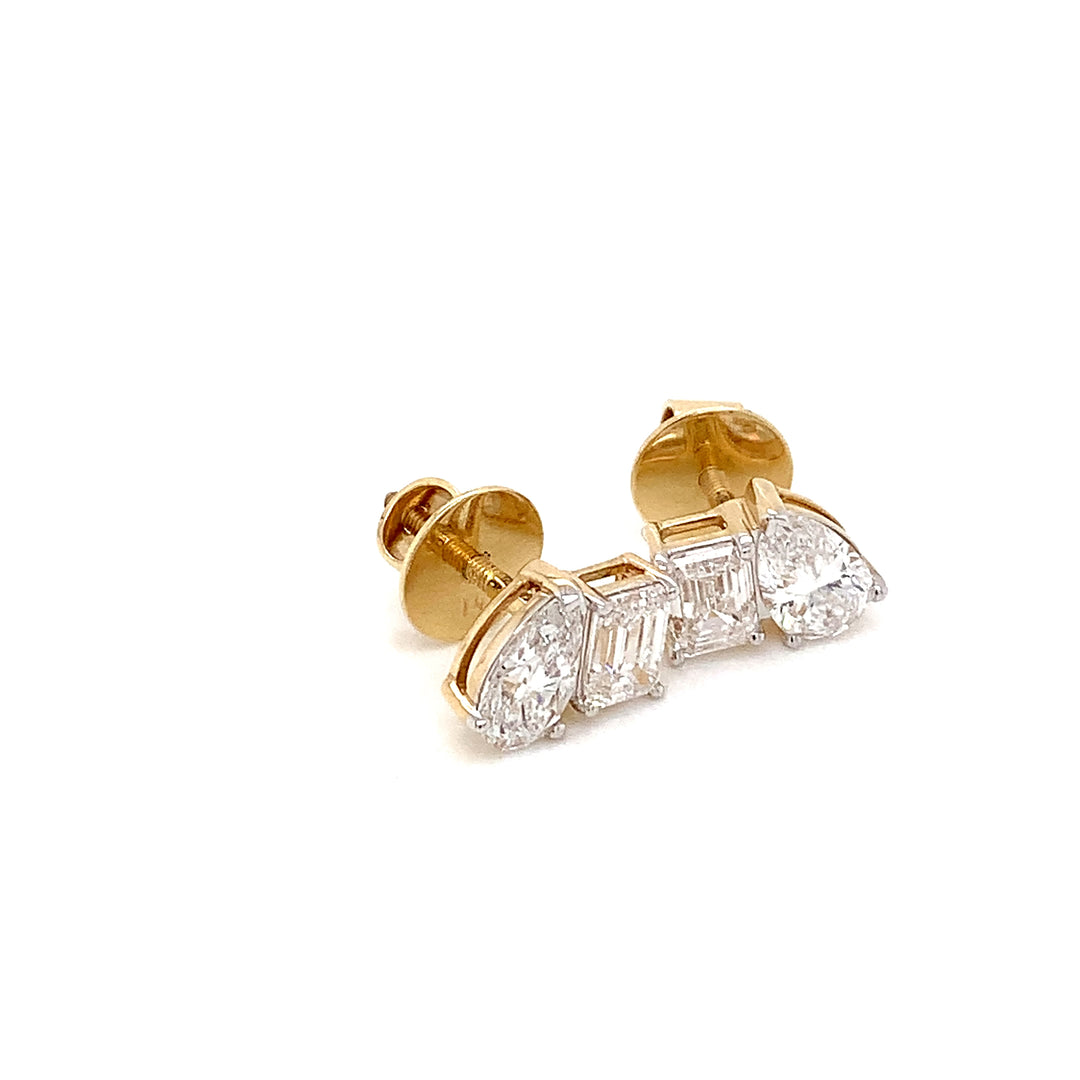 14K YG LAB Grown Diamond Stud Earring-1pair