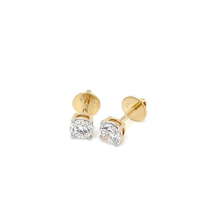 14K YG LAB Grown Diamond Stud Earring-1pair