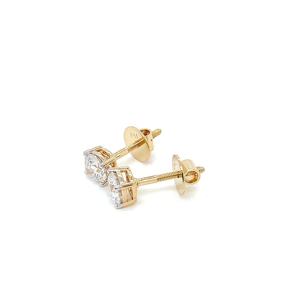 14K YG LAB Grown Diamond Stud Earring-1pair