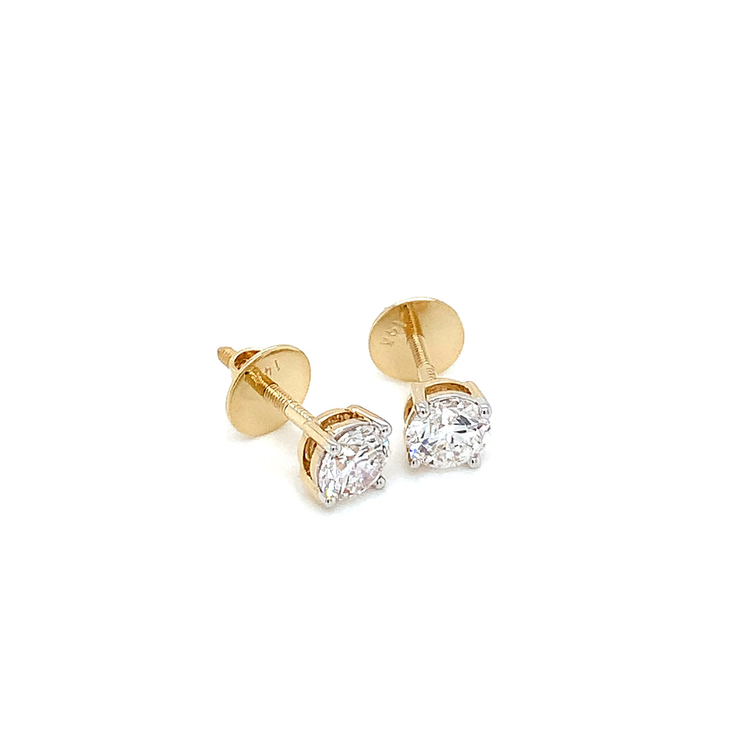 14K YG LAB Grown Diamond Stud Earring-1pair