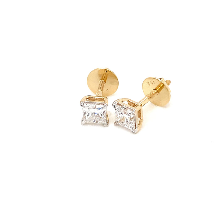 14K YG LAB Grown Diamond Stud Earring-1pair