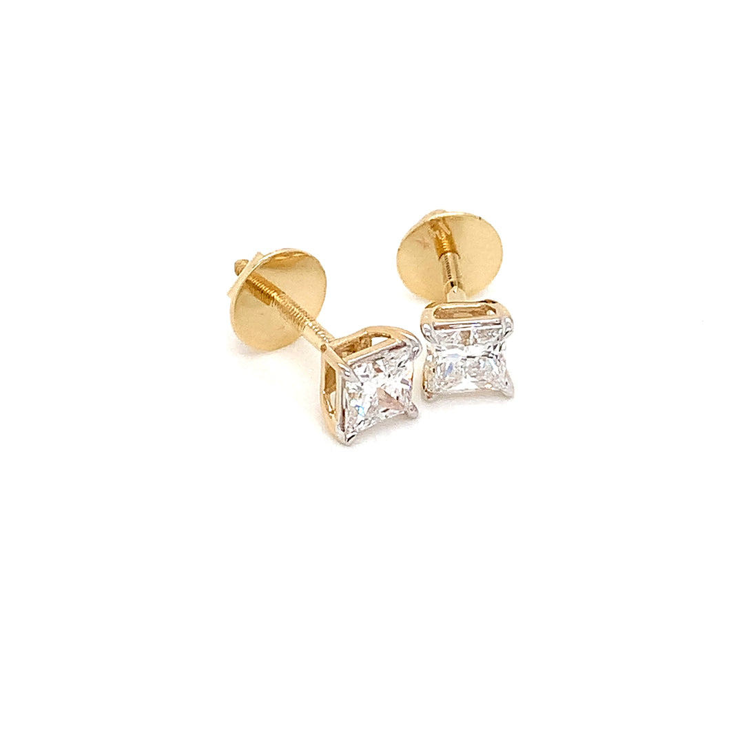 14K YG LAB Grown Diamond Stud Earring-1pair