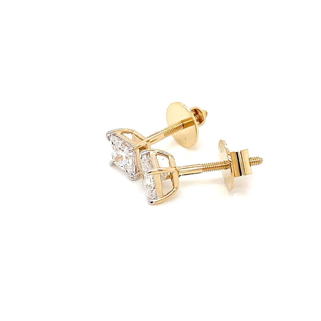 14K YG LAB Grown Diamond Stud Earring-1pair