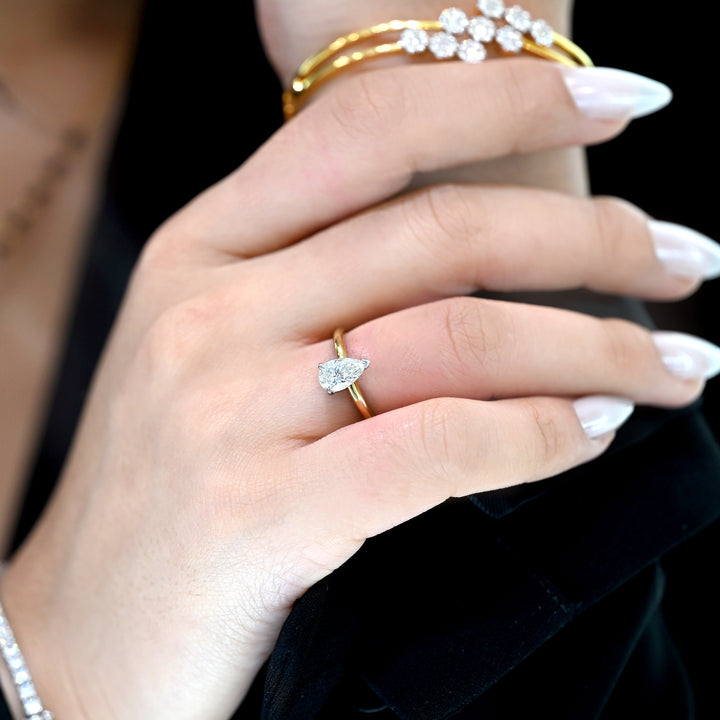 14K YG Lab Pear Shape  Diamond Ring-1pc