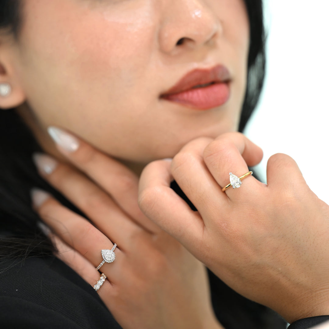 14K YG Lab Pear Shape  Diamond Ring-1pc