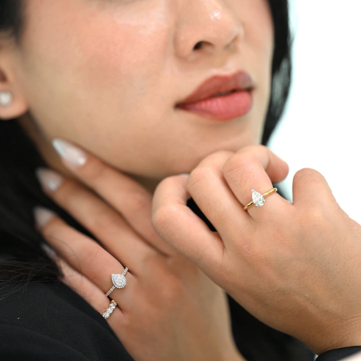 14K YG Lab Pear Shape  Diamond Ring-1pc