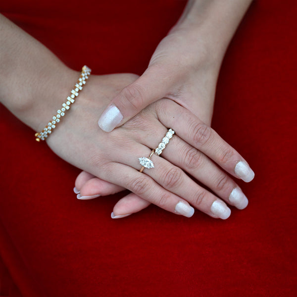 14K YG Marquise LAB Diamond Ring-1pc