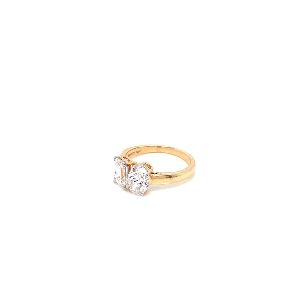 14K YG Oval and Emerald LAB Diamond Ring-1pc