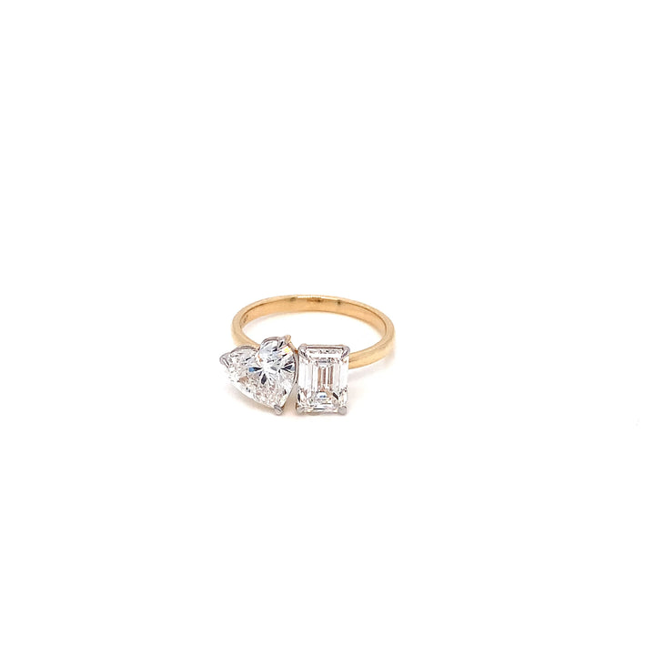 14K YG Emerald Heart LAB Diamond Ring-1pc
