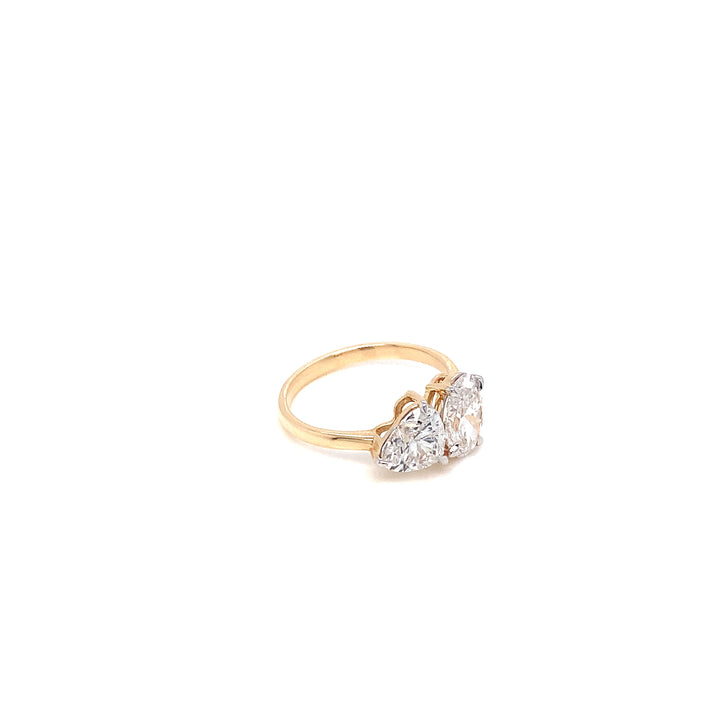 14K YG Oval Heart LAB Diamond Ring-1pc