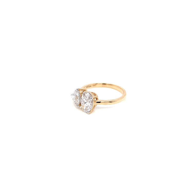 14K YG Oval Heart LAB Diamond Ring-1pc