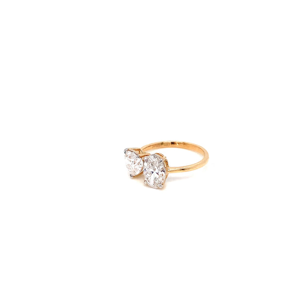 18K YG Oval Heart LAB Diamond Ring-1pc