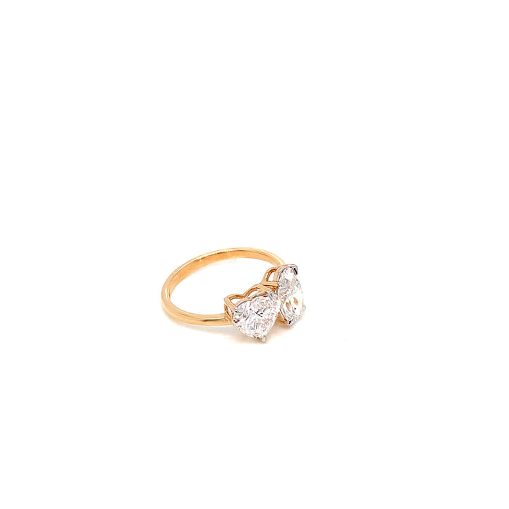 18K YG Oval Heart LAB Diamond Ring-1pc