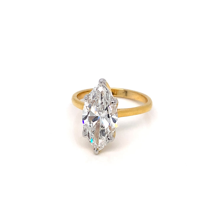 14K YG  Lab Grown Marquise shape Diamond Ring