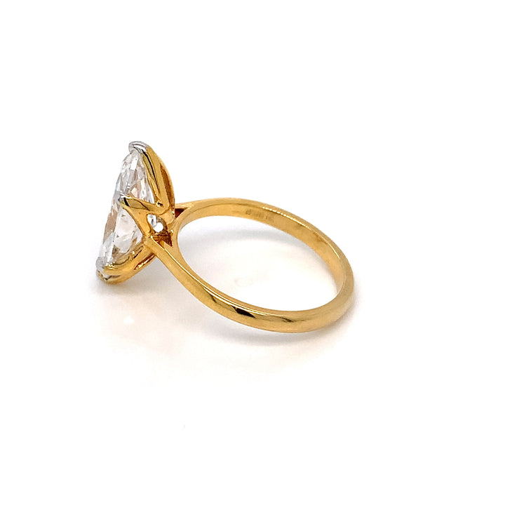 14K YG  Lab Grown Marquise shape Diamond Ring