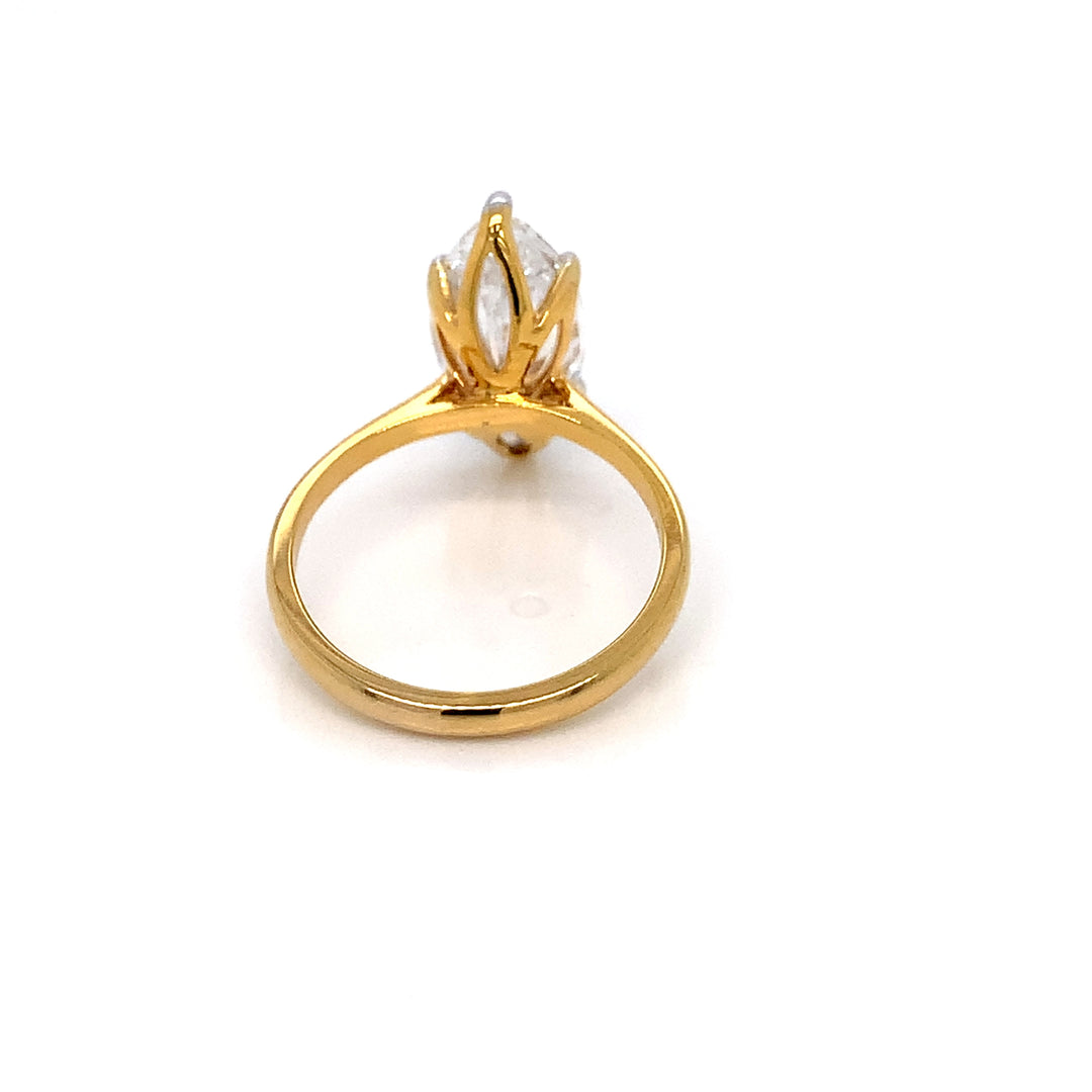 14K YG  Lab Grown Marquise shape Diamond Ring