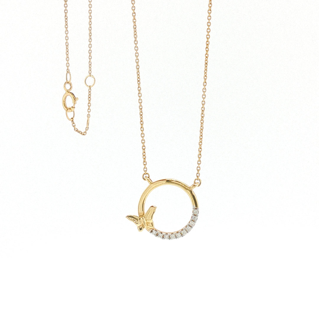 18K YG Diamond Butterfly Necklace