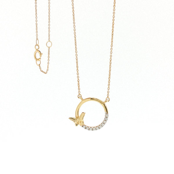 18K YG Diamond Butterfly Necklace