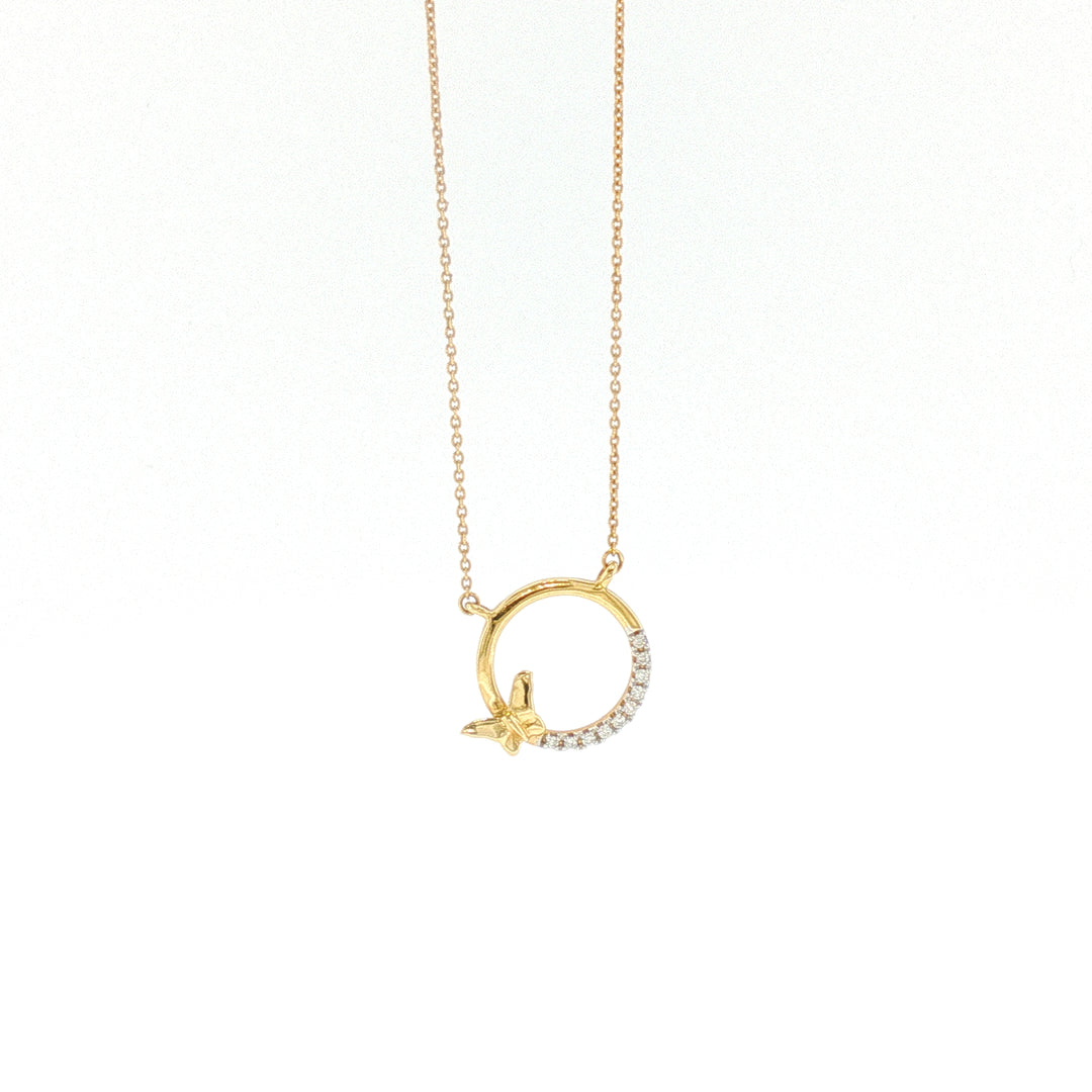 18K YG Diamond Butterfly Necklace