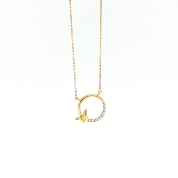 18K YG Diamond Butterfly Necklace