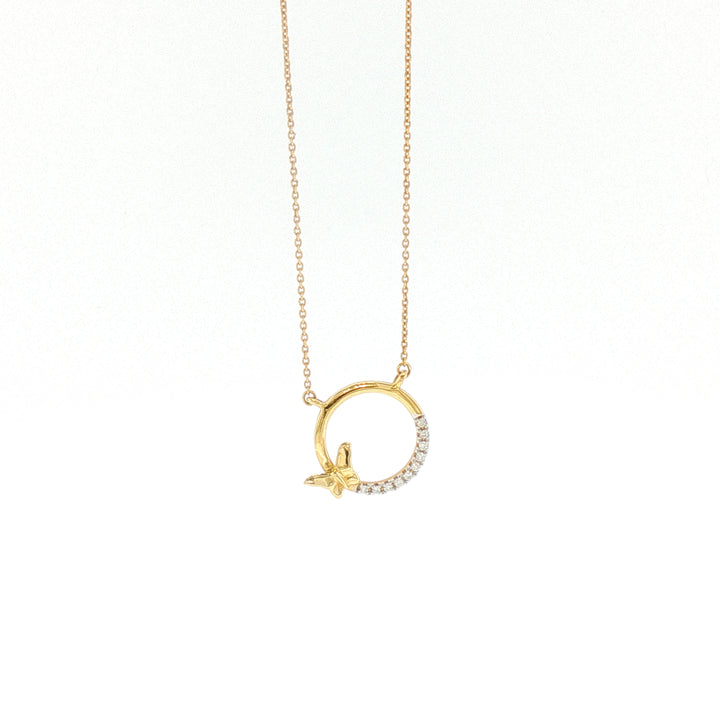 18K YG Diamond Butterfly Necklace