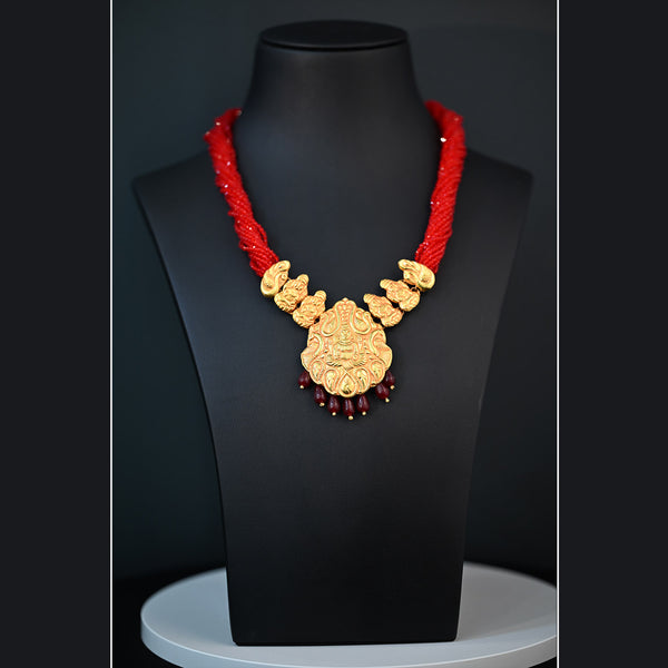 Traditional YG Red Crystal Necklace-1pc