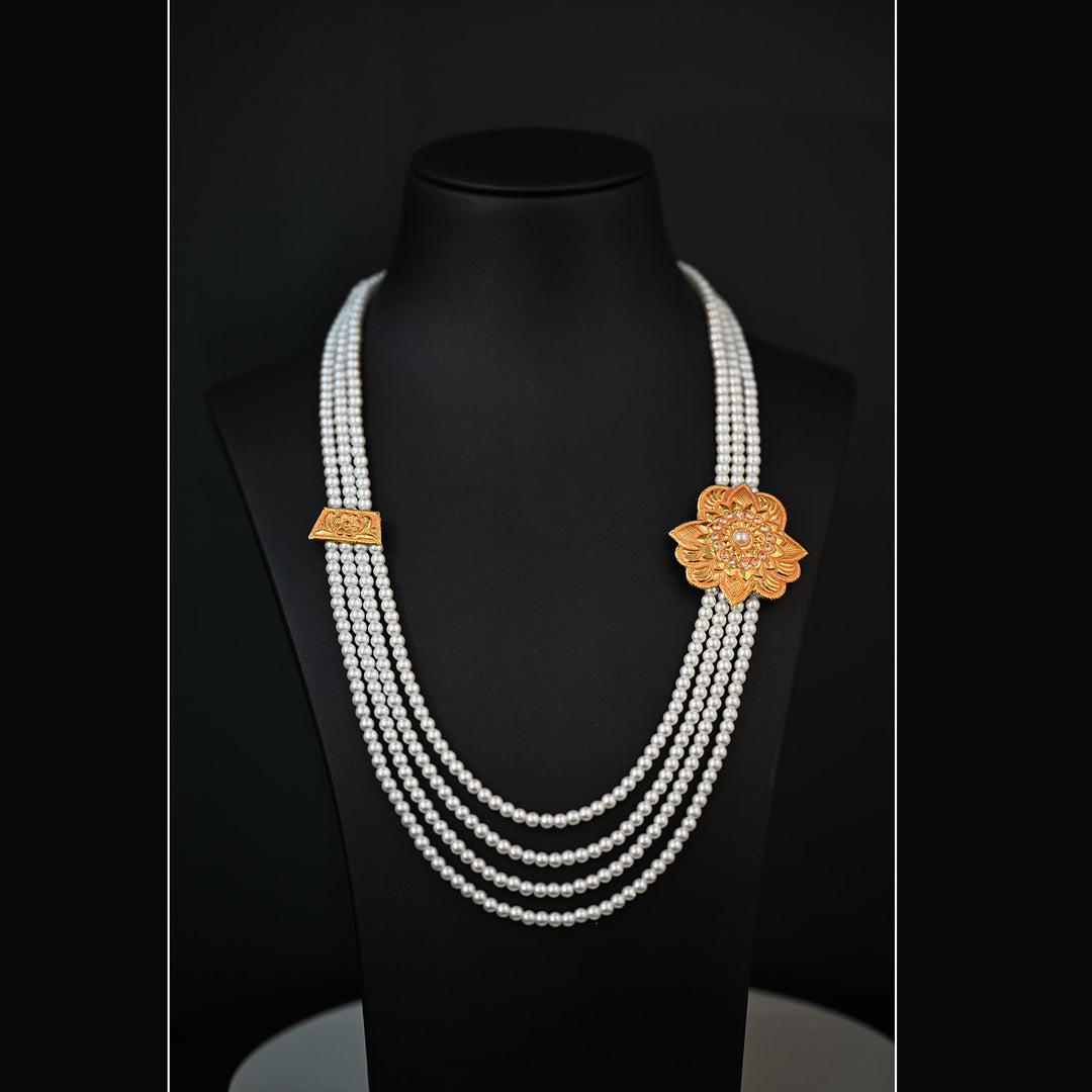 Traditional YG Synthetic Pearl Chandrahaar-1pc
