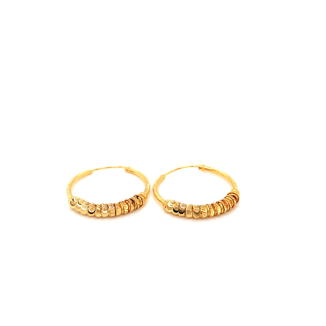 22K YG Ball Hoop Earring-1pair