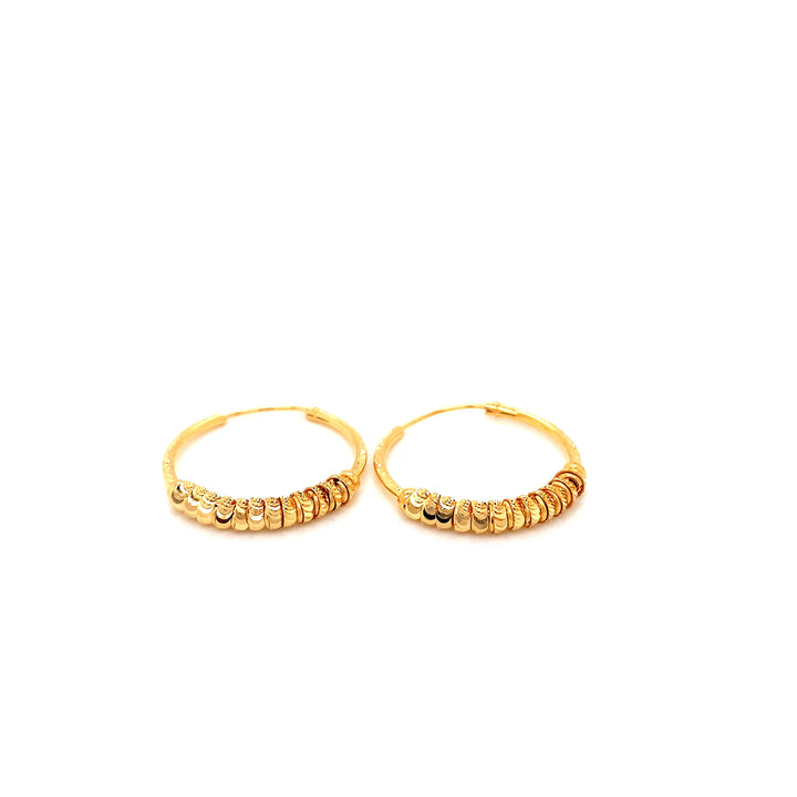 22K YG Ball Hoop Earring-1pair