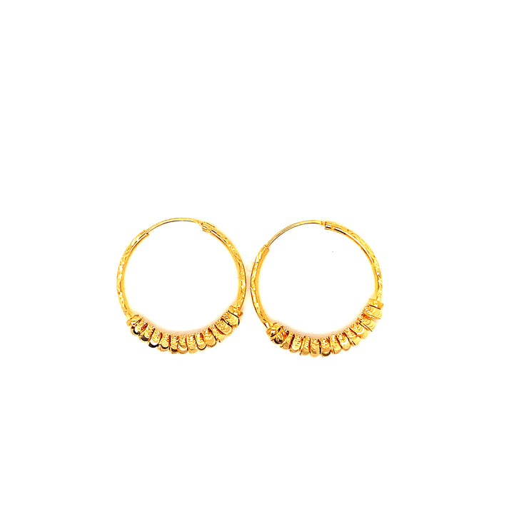 22K YG Ball Hoop Earring-1pair