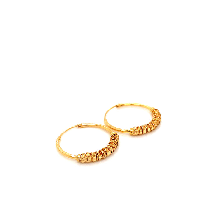 22K YG Ball Hoop Earring-1pair