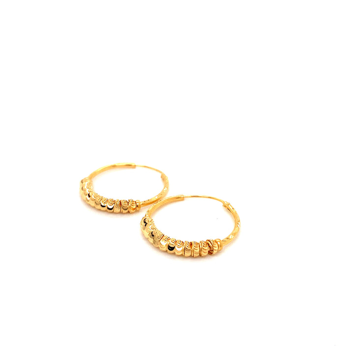 22K YG Ball Hoop Earring-1pair