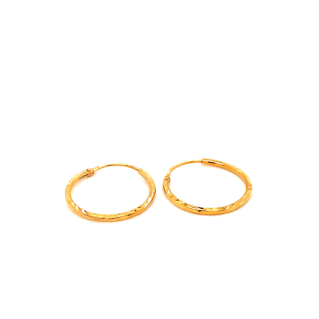22K YG Cutting Hoop Earring-1pair