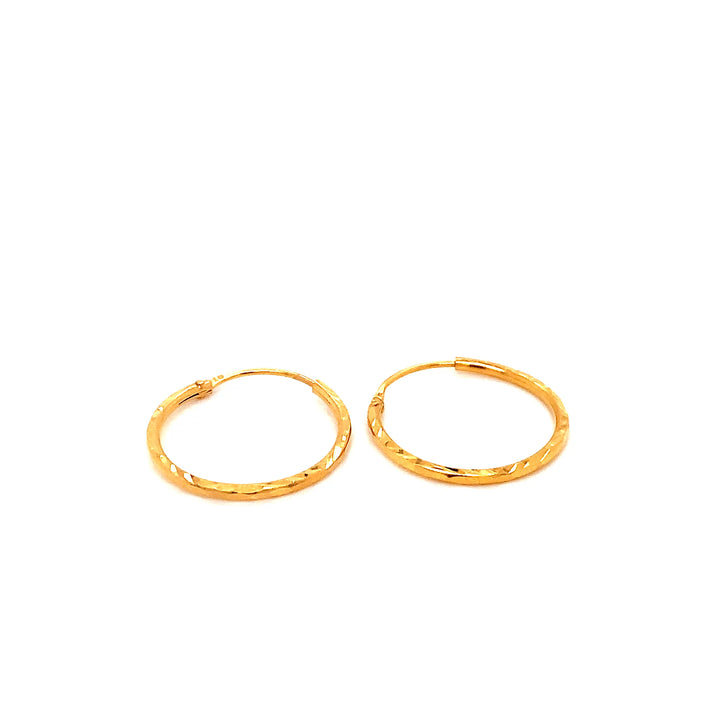 22K YG Cutting Hoop Earring-1pair