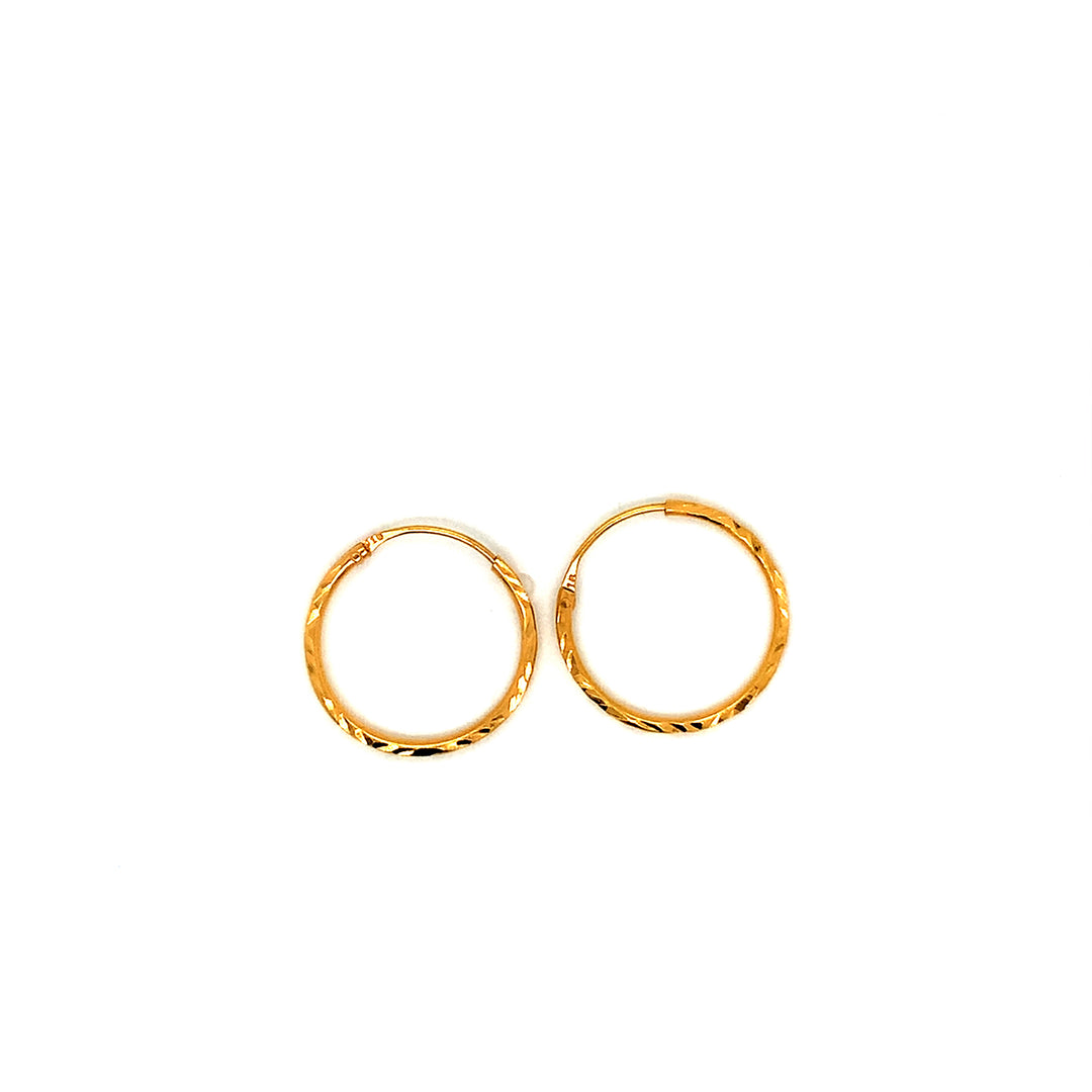 22K YG Cutting Hoop Earring-1pair