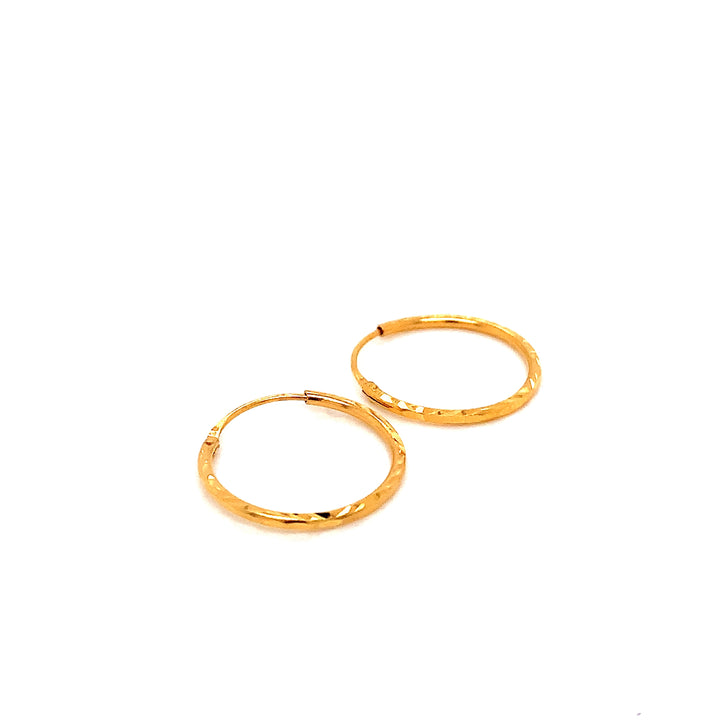 22K YG Cutting Hoop Earring-1pair