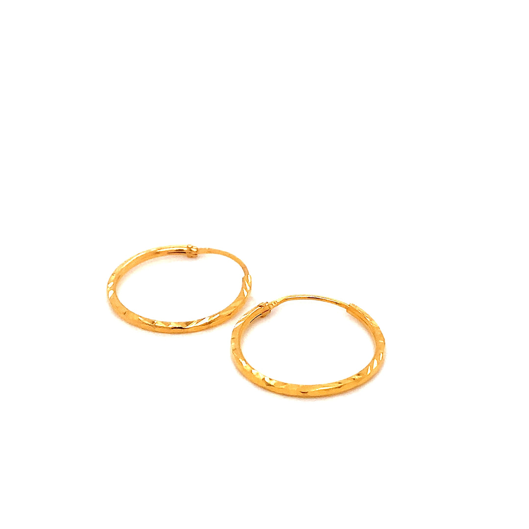 22K YG Cutting Hoop Earring-1pair