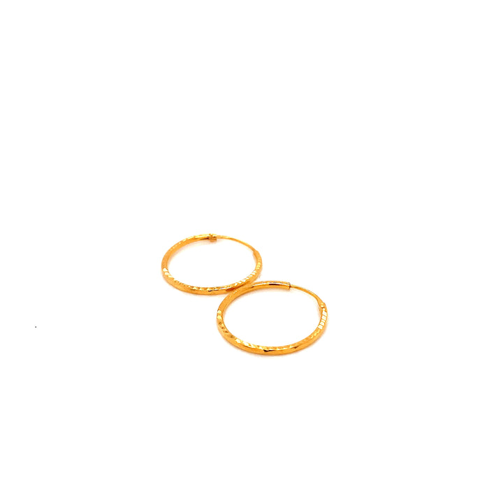 22K YG Cutting Hoop Earring-1pair